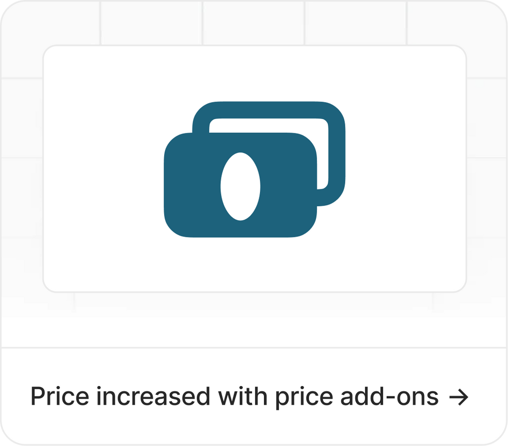 Price increased with price add-ons